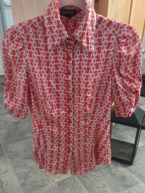 Bebe Geometric Button-down Blouse SIZE S